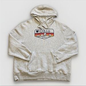 State of Mine Ohio Graphic Hooded Sweatshirt - Light Gray with Sunset Accent